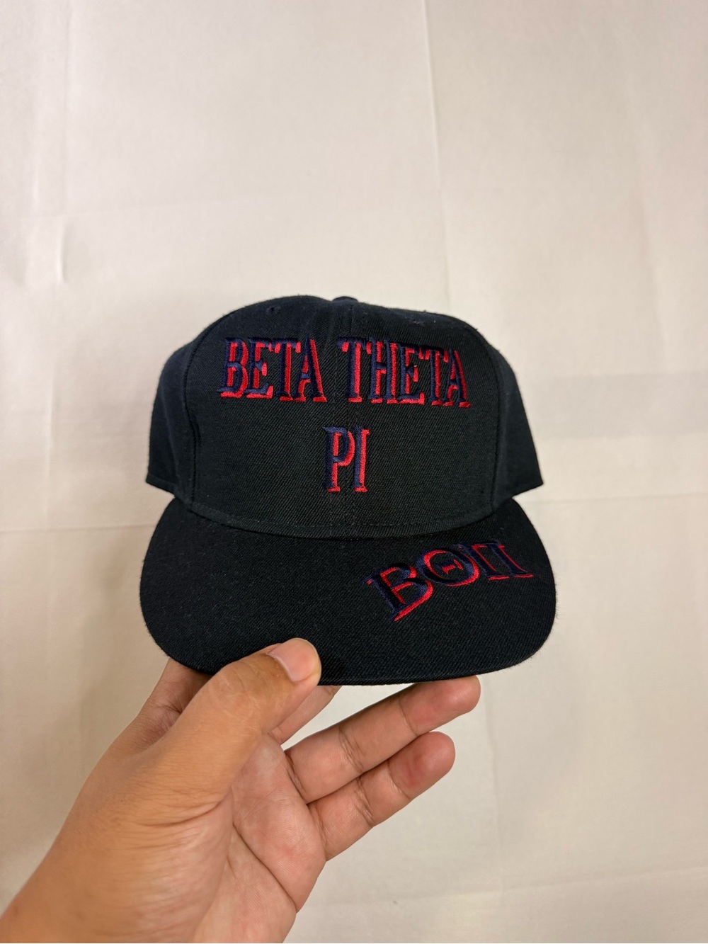 Beta Theta Pi Embroidered Black and Red Snapback Cap